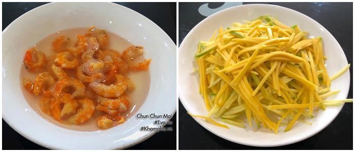 goi xoai xanh tom kho chua ngot lai gion gion, an het roi ca nha van hoi